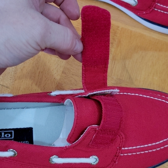 NWOT POLO Ralph Lauren Canvas Slip On EZ Strap w/ Velcro Closure Boat Shoe - Picture 7 of 11